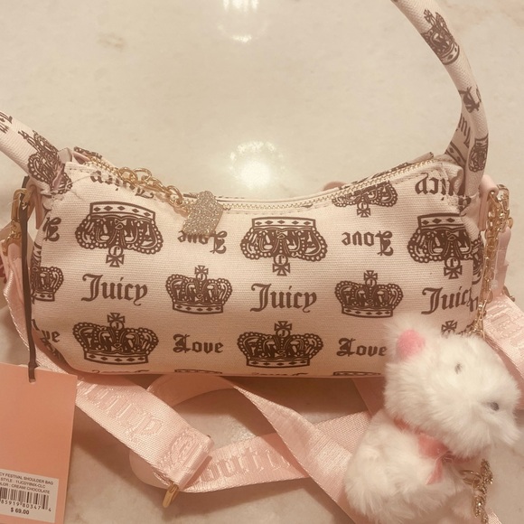 Juicy Couture Handbags - JUICY FESTIVAL SHOULDER BAG WITH STUFFED ANIMAL CHARM